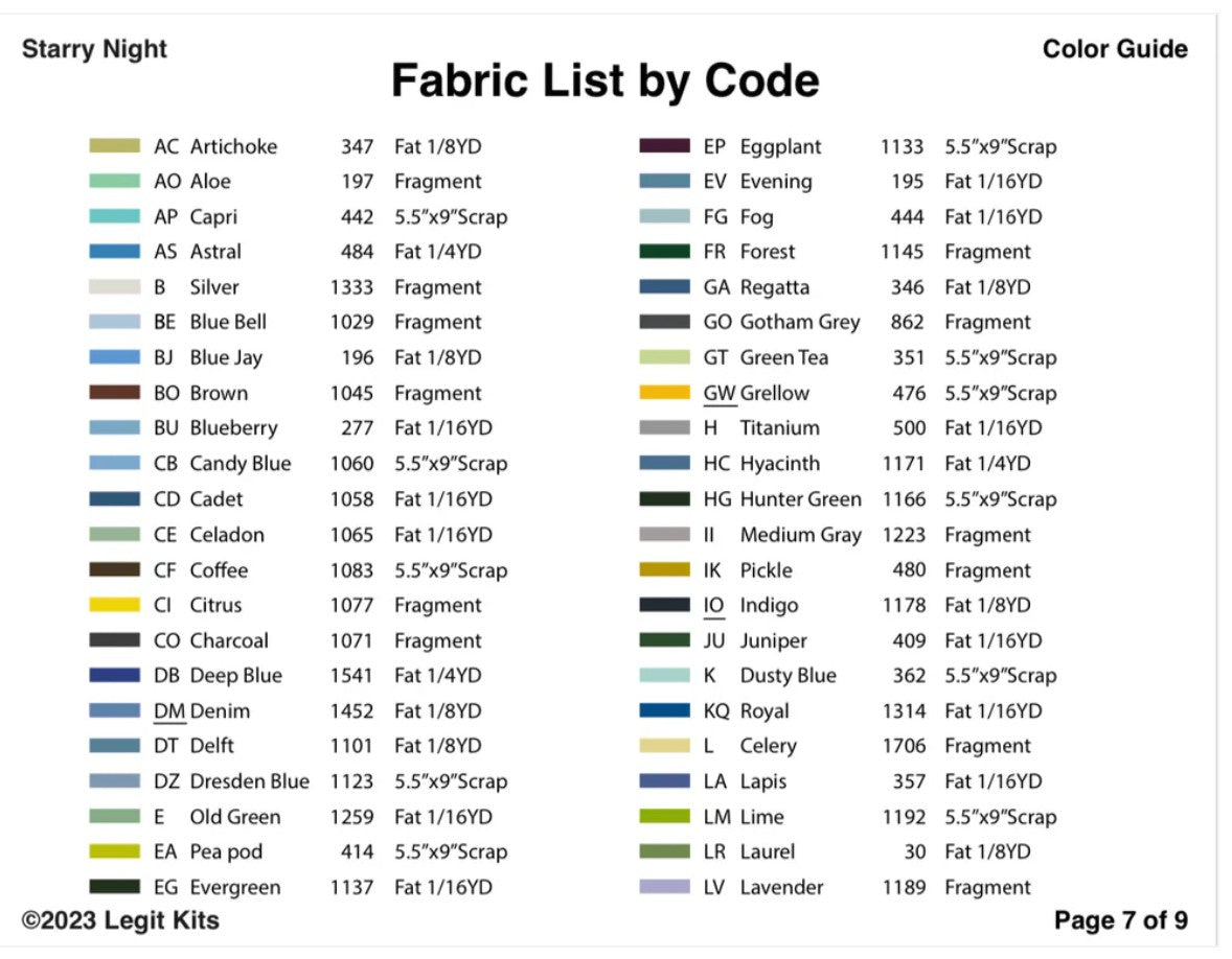 Starry Night # LK-PT046 Foundation Paper Piecing Pattern from Legit Kits