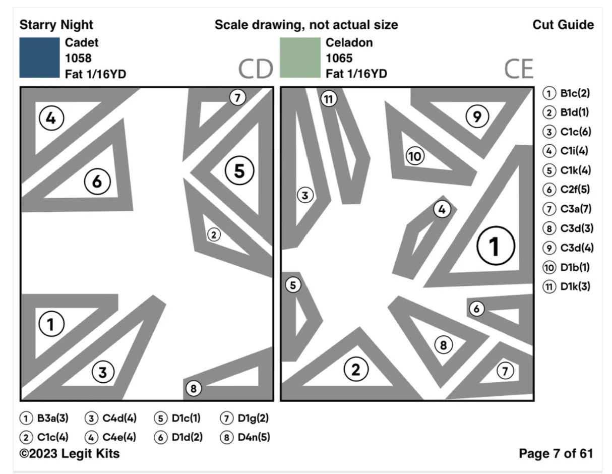 Starry Night # LK-PT046 Foundation Paper Piecing Pattern from Legit Kits