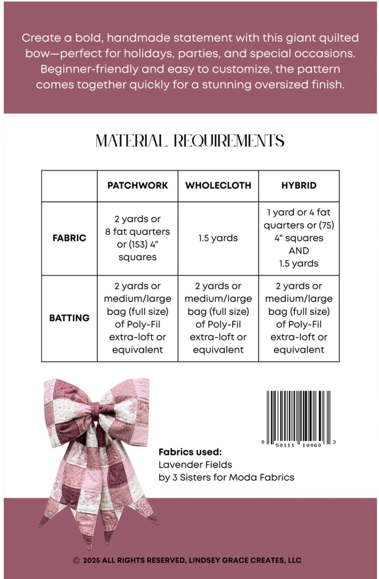 The Big Giant Quilted Bow by Lindsey Grace Creates