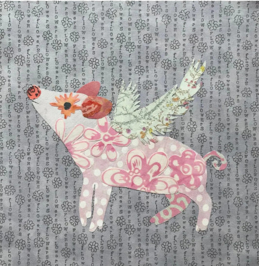 Whatevers! #26 Flying Pig Collage Pattern by Laura Heine #FWLHWHAT26