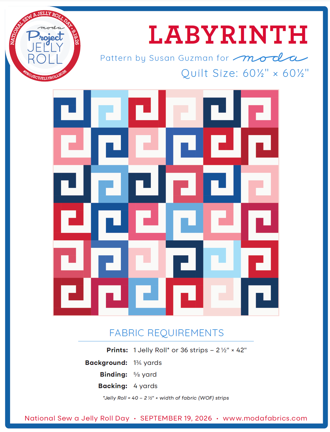 Labyrinth quilt made in Sitara fabric - free Moda Project Jelly Roll pattern