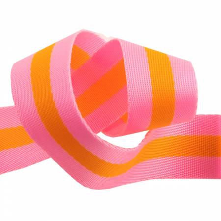 Tula Pink Webbing 2yd x 1.5in - Pink and Orange # TK-90-38MM-02 from Renaissance Ribbons