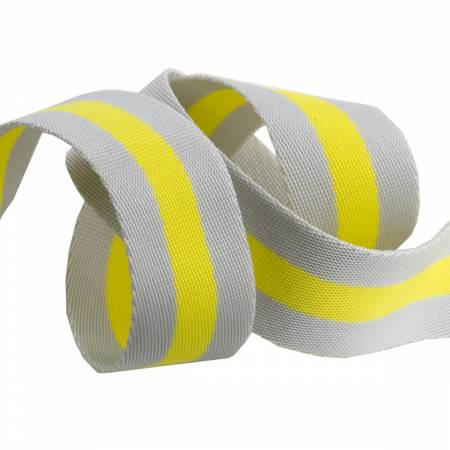 Tula Pink Webbing 2yd x 1.5in - Grey and Lime # TK-90-38MM-03 from Renaissance Ribbons