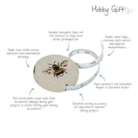 Rectractable 60in Tape Measure Bee # TK23-587 from Hobby Gift USA