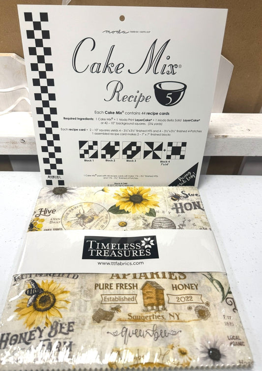 NEW BUNDLE! FREE CAKE MIX #5 with Purchase of Honey Bee Farm 10" Squares from Timeless Treasures Fabrics
