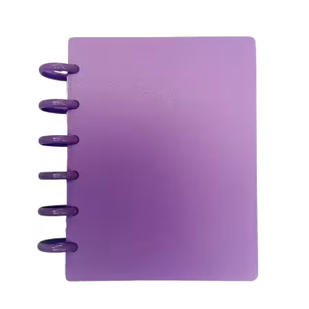 Purple discbound storage binder with purple rings and Villa Rosa Designs logo