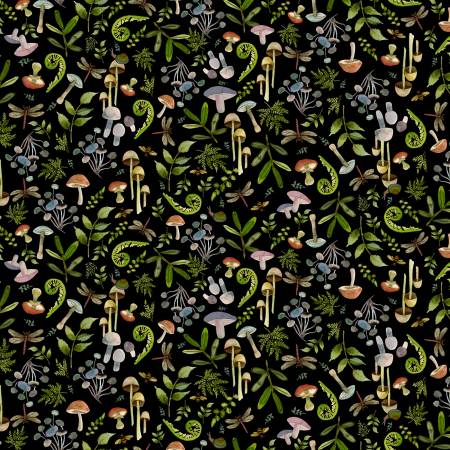 Wild Wonder Black Digital Forest Floor # Y4078-3 by Sue Zipkin from Clothworks Sold by the Half Yard