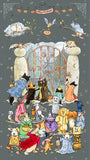 Gray Halloween Parade Panel by Anita Jeram from Clothworks Sold by the Panel