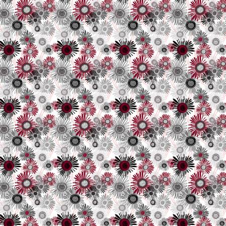 Merlot Multi Color Digital Crazy Daisies # Y4263-55 from Clothworks Sold by the Half Yard