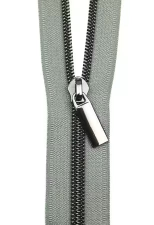 Grey #5 Nylon Gunmetal Coil Zippers: 3 Yards with 9 Pulls # ZBY5C10 from Sallie Tomato