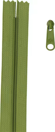 4 yards of 16mm #4.5 zipper chain and 16 Extra-Large Coordinated Pulls Olive # ZIPYD-003 from ByAnnie