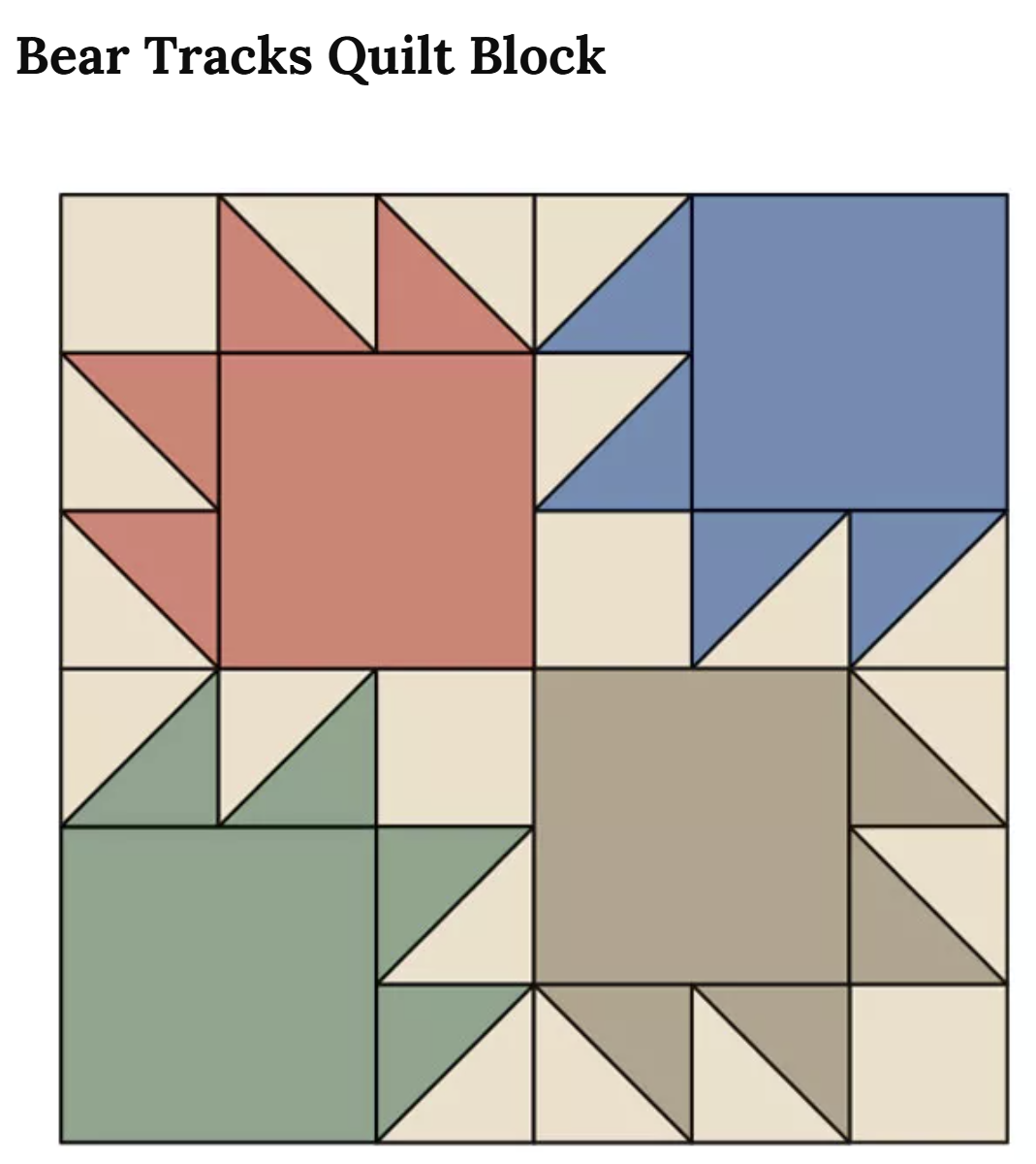 Bear Tracks Quilt Block Pattern