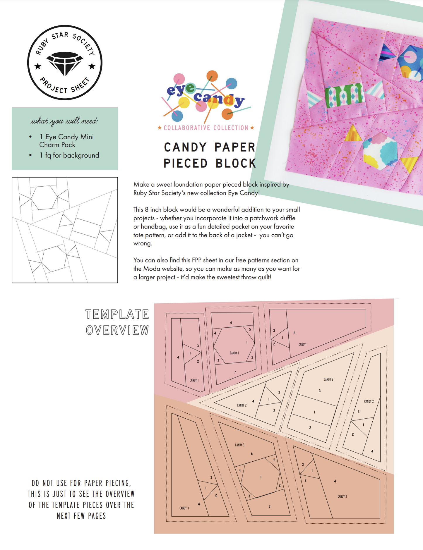 Ruby Star Society Candy Paper Foundation Paper Piecing Free Pattern from Moda Fabrics