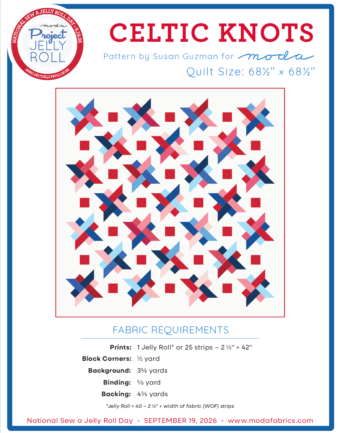 Celtic Knots free quilt pattern cover - Moda Project Jelly Roll 2026