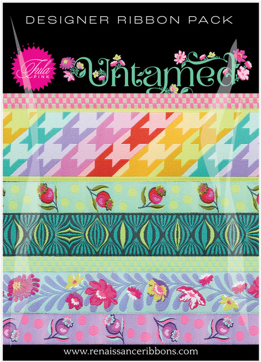 Tula Pink Untamed Designer Ribbon Pack - Moonbeam DP-109 from Renaissance Ribbons