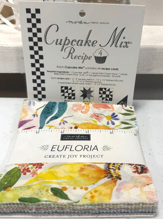 NEW BUNDLE! FREE CUPCAKE MIX #4 with Purchase of Eufloria Charm Pack from Moda Fabrics