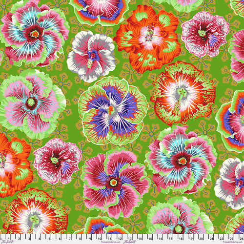 Floating Hibiscus Green PWPJ122 Green by Philip Jacobs for the Kaffe Fassett Collective from Free Spirit Fabrics Sold by the Half Yard