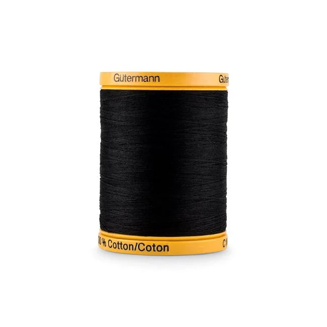 Gutermann cotton thread spool, black solid 800m (743932-5201)