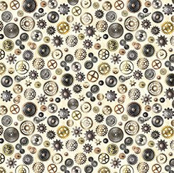Steampunk Adventures Gears 29565 E by QT Fabrics Sold by the Half Yard