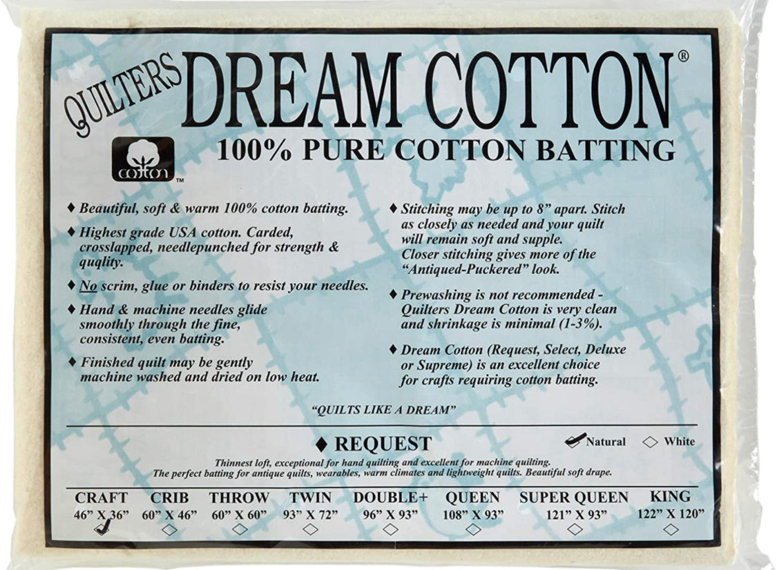 Quilters Dream Request Batting - Natural - Craft Size 47” x 36”