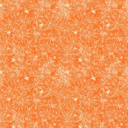 Orange All Hallows Eve Spiderwebs Y3822-36 from ClothWorks Sold by the Half Yard