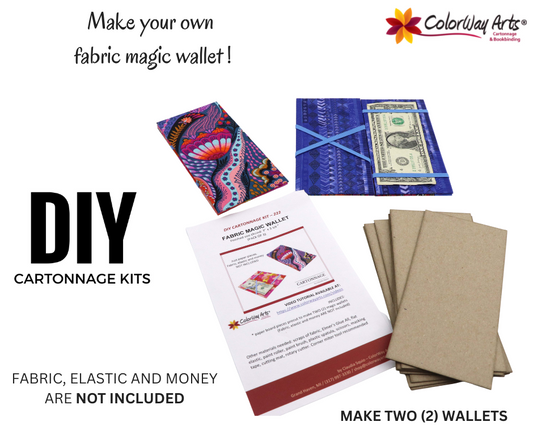 Fabric Magic Wallet DIY kit, pack of 2, cartonnage kit 222