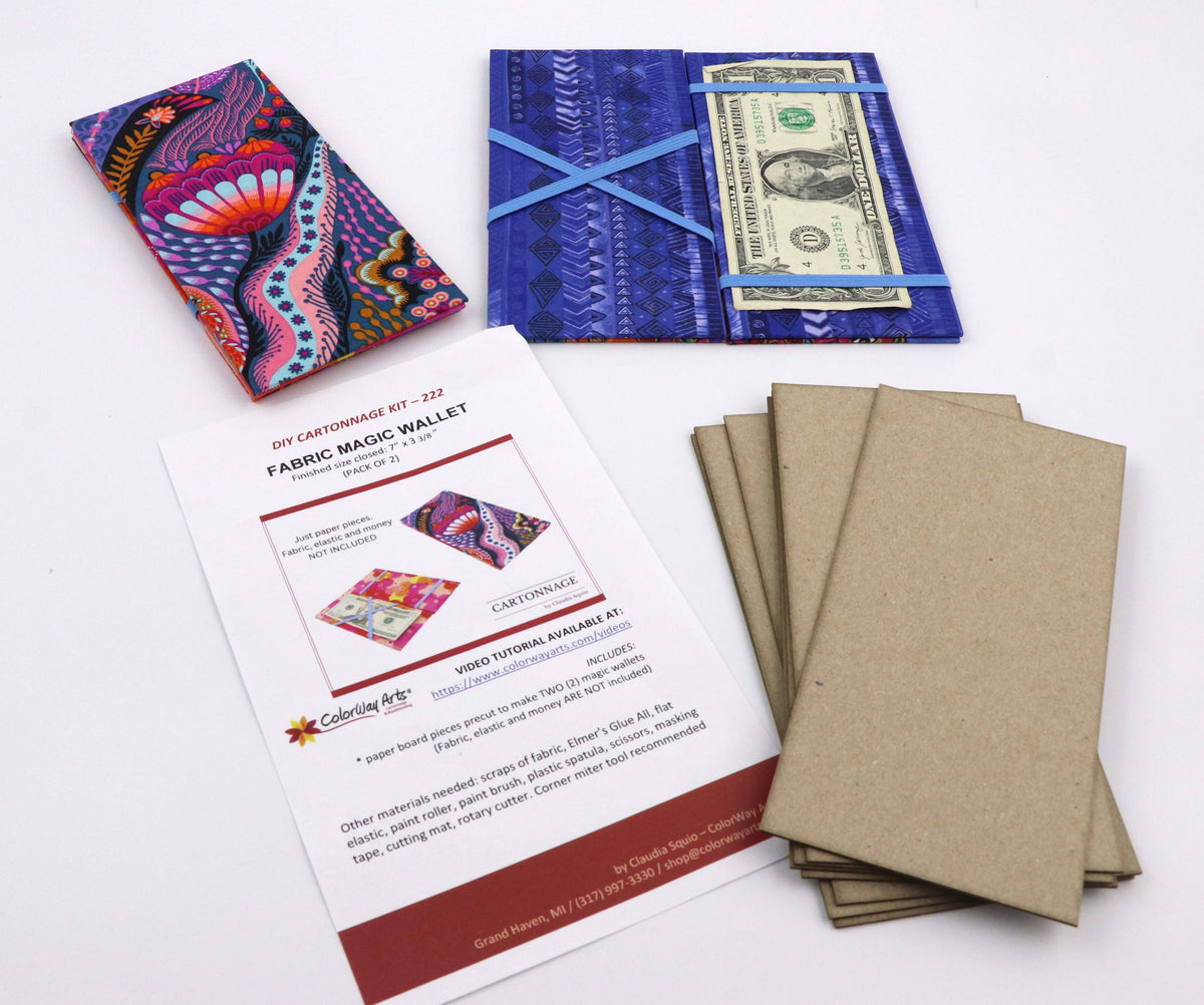 Fabric Magic Wallet DIY kit, pack of 2, cartonnage kit 222