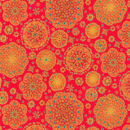 Jeweled Leaves Ruby AXUM-21612-118 Sold by The Half Yard