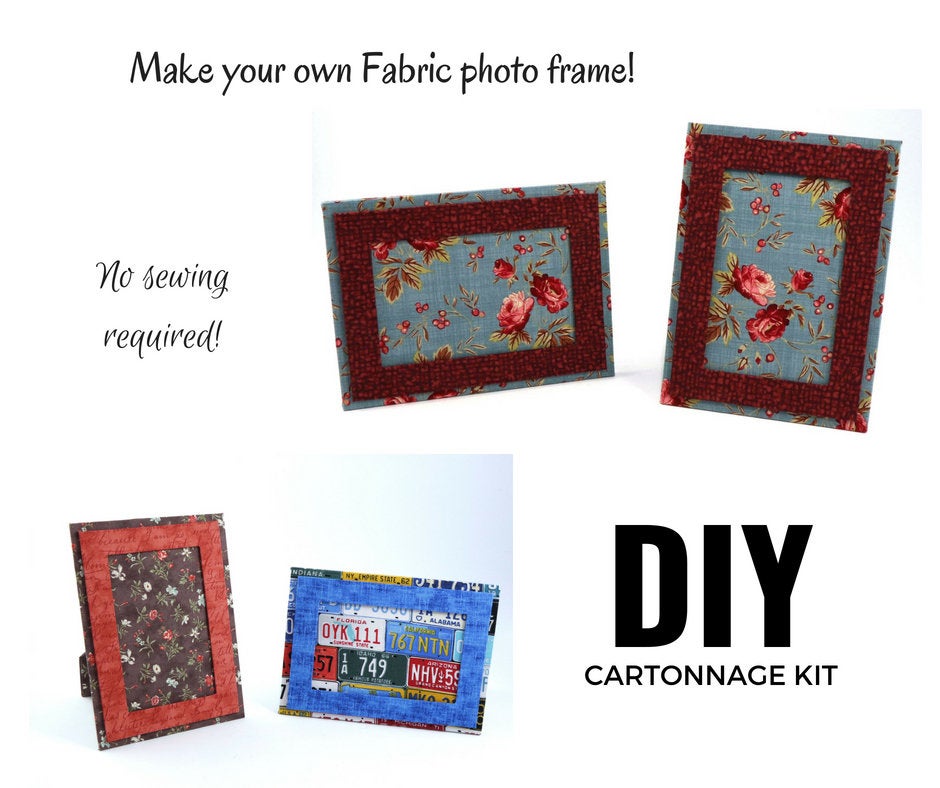 Fabric photo frame DIY kit, cartonnage kit 159, Online instructions included