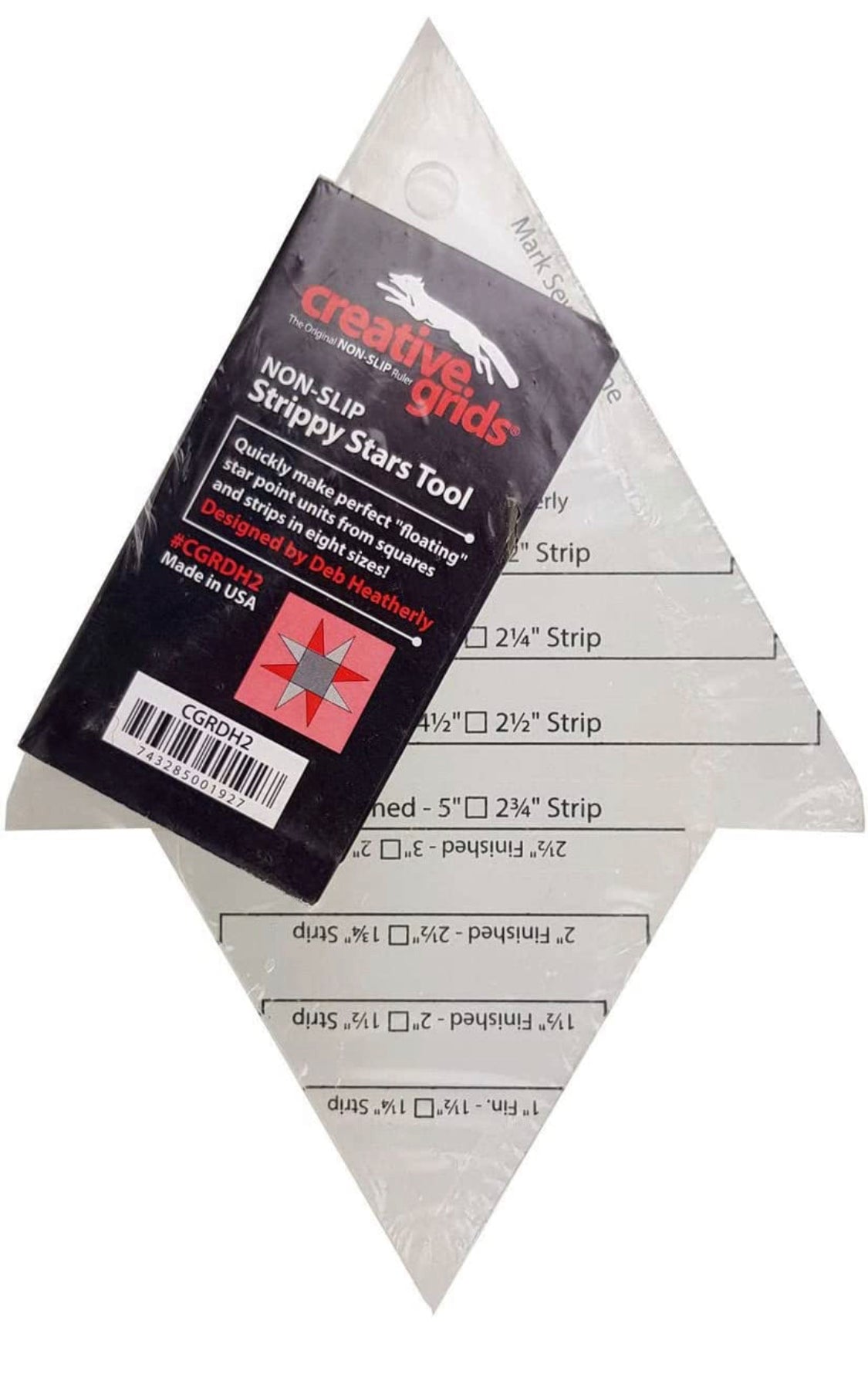 Creative Grids Strippy Stars Tool 5in x 7-1/2in Quilt Ruler - CGRDH2