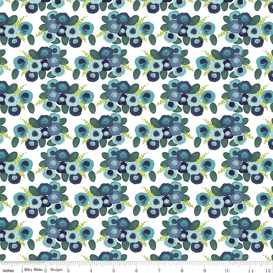 Morning Meadow Roses White C15943-WHITE by Lila Tueller for Riley Blake Designs
