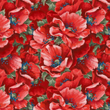 Liberty for All Red Packed Poppy Flower from Henry Glass Sold by the Half Yard