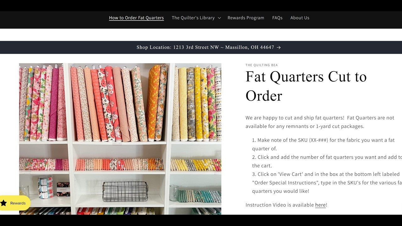 Load video: How to order fat quarters online