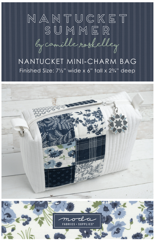 Nantucket Mini Charm Zipper Pouch Free Pattern from Moda Fabrics