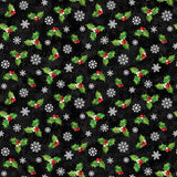 Sugar Coated Black Multi Holly Boughs DP27148-99 by Deborah Edwards for Northcott Fabrics Sold by the Half Yard