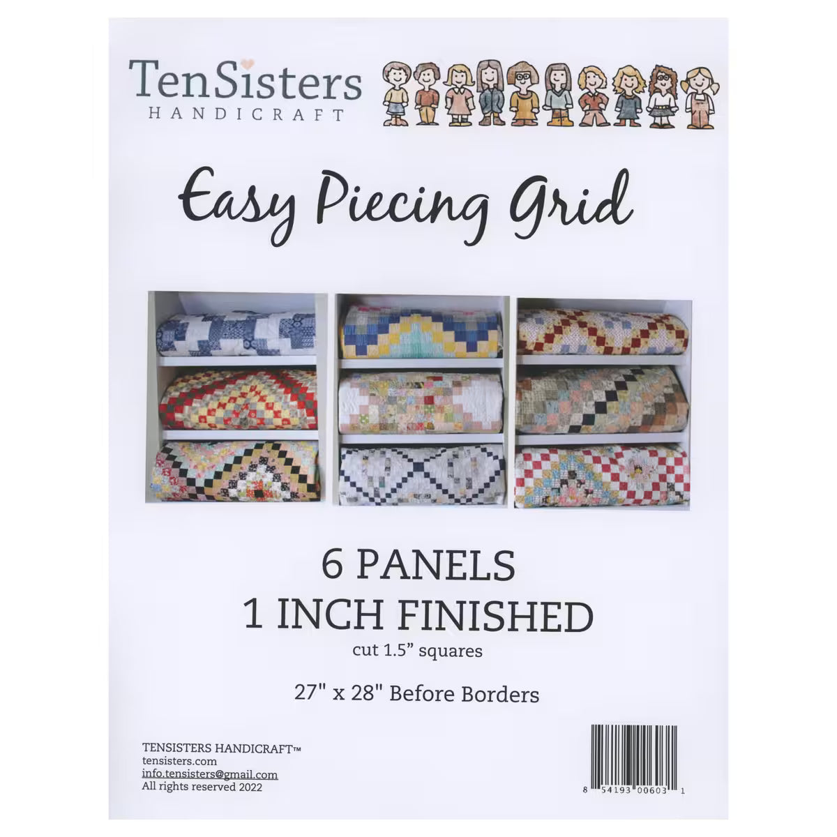 EasyPiecing Grid Panels 1 Inch Finished - 6 Panels by TenSisters Handicraft