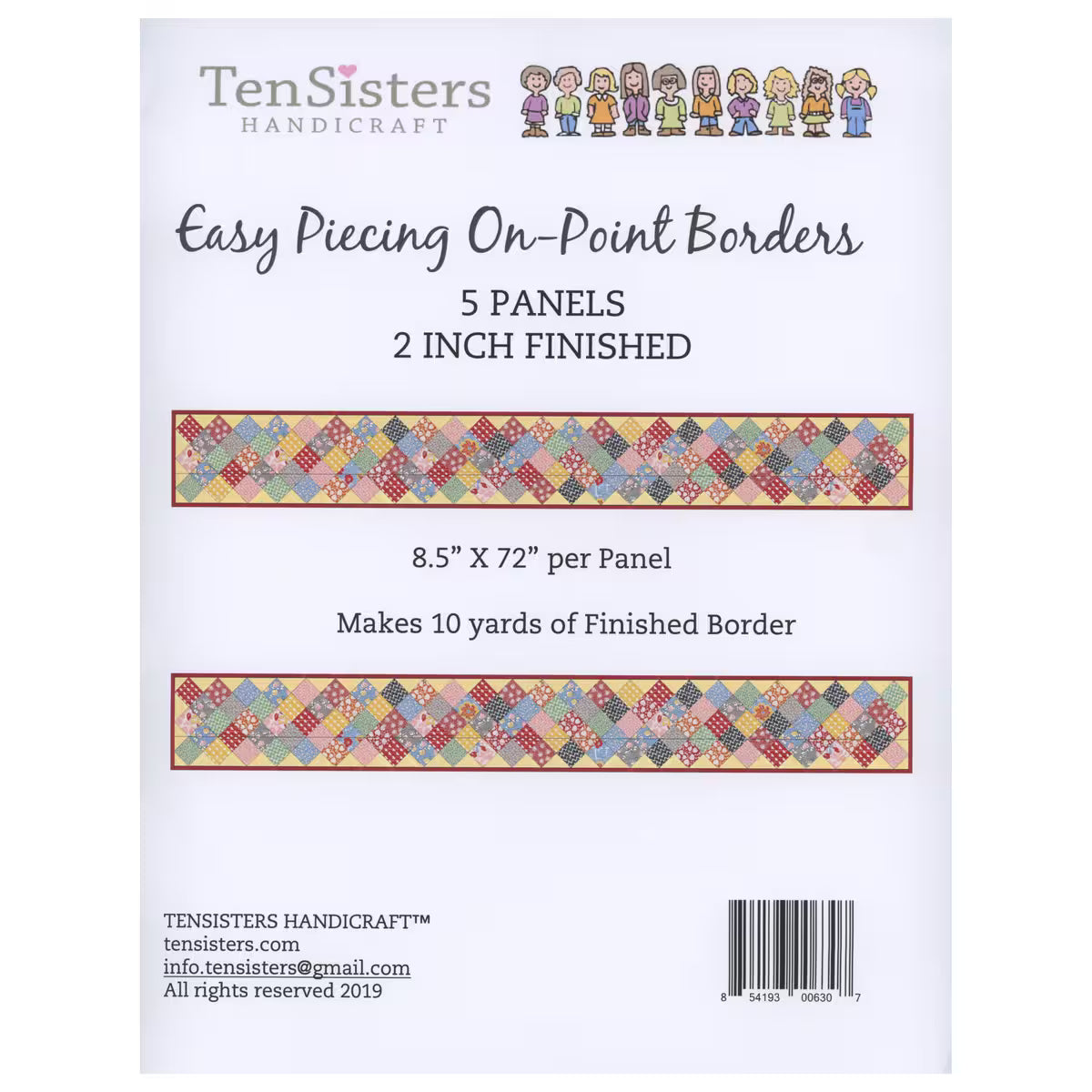 EasyPiecing Grid On-Point Border Panels 2 Inch - 5 Panels by TenSisters Handicraft