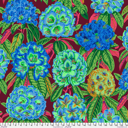 Rhododendrons Green PWPJ124 Green by Philip Jacobs for the Kaffe Fassett Collective from Free Spirit Fabrics Sold by the Half Yard