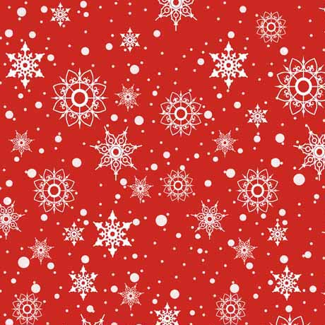 Snowman Follies Snowflake Toss Red 29594 R from QT Fabrics Sold by the Half Yard