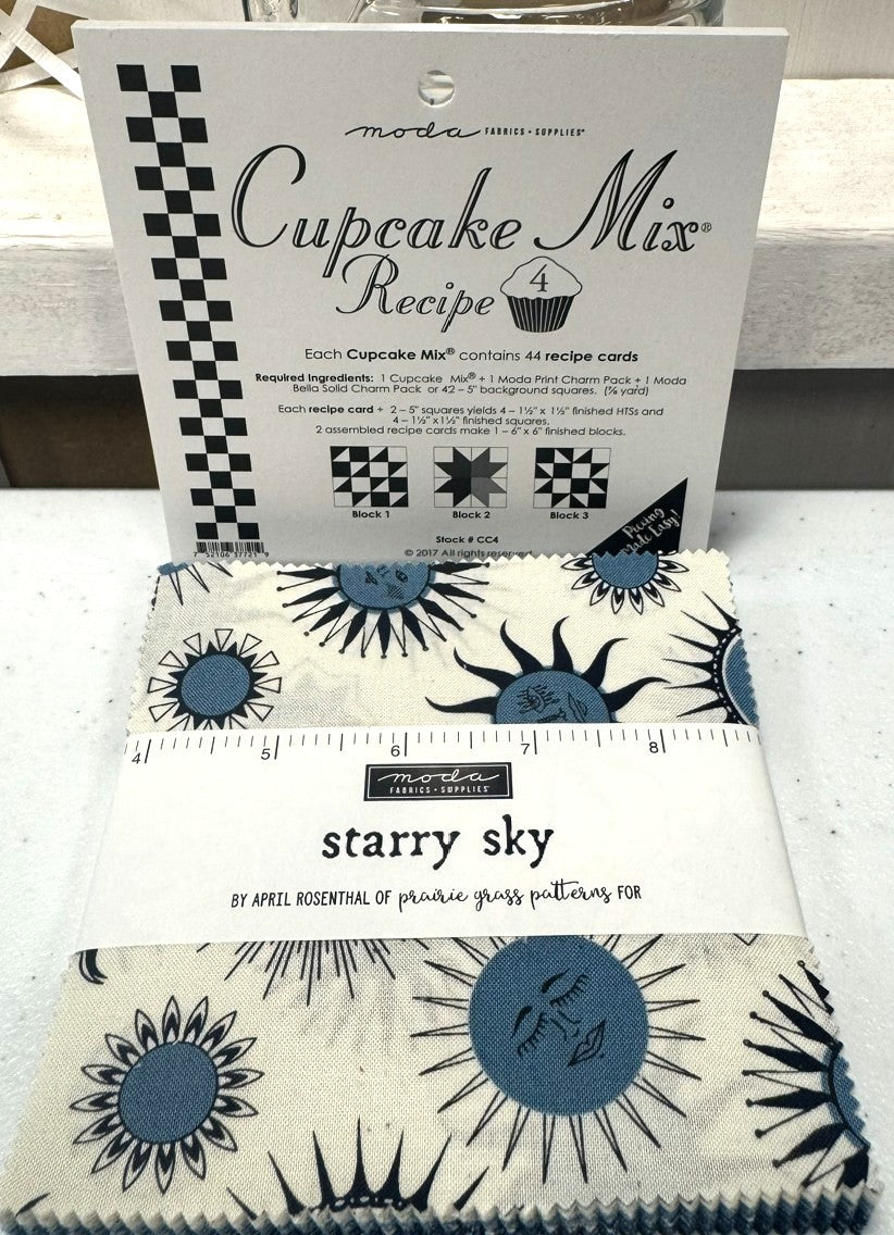 NEW BUNDLE! FREE CUPCAKE MIX #4 with Purchase of Starry Sky Charm Pack 5" Squares 24160PP from Moda Fabrics