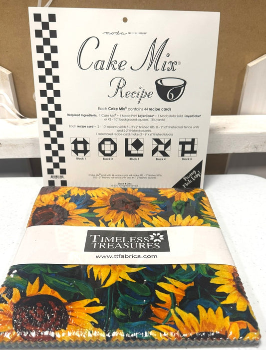 NEW BUNDLE! FREE CAKE MIX #6 with Purchase of Sunflower Symphony 10 inch squares 42pcs/bundle # CP10SQ42-CD-SYMPHONY from Timeless Treasures