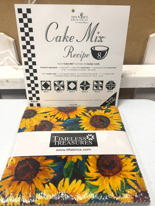 NEW BUNDLE! FREE CAKE MIX #8 with Purchase of Sunflower Symphony 10 inch squares 42pcs/bundle # CP10SQ42-CD-SYMPHONY from Timeless Treasures