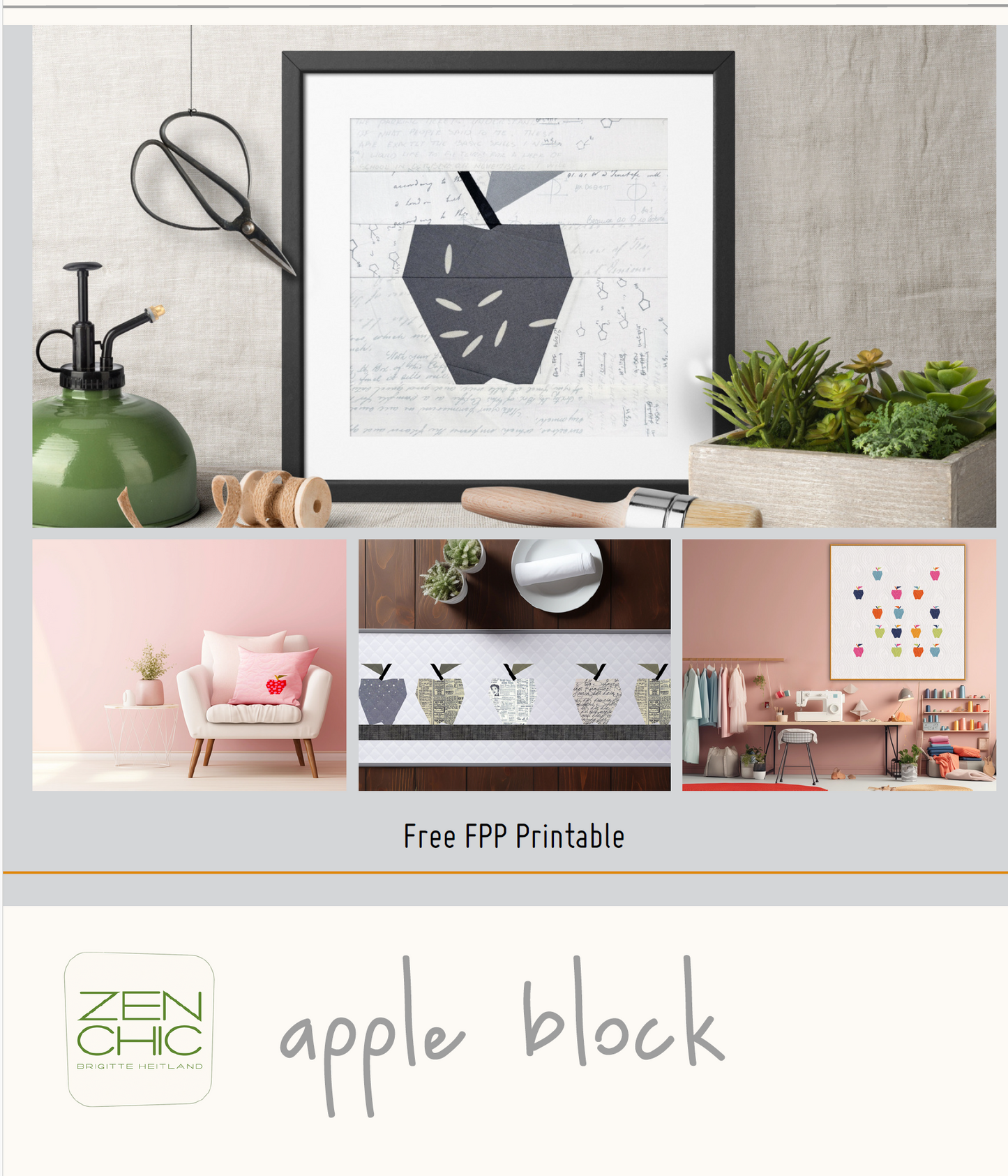 Apple Foundation Paper Piecing FPP Free Pattern from Zen Chic