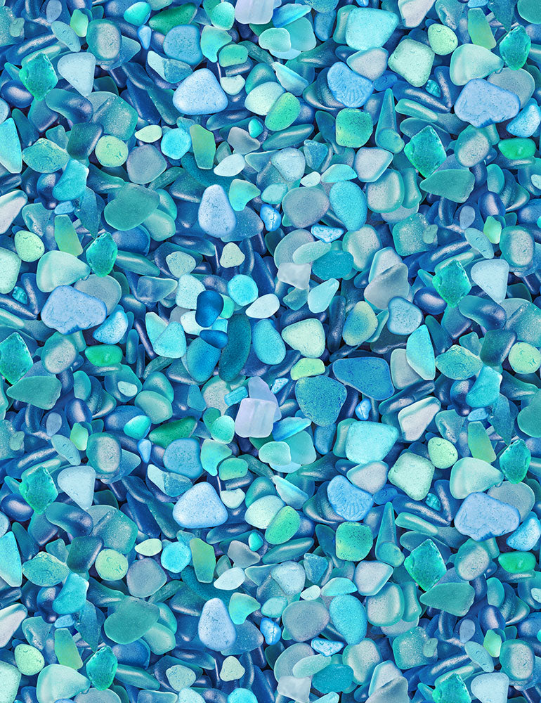 Packed Blue Seaglass from Timeless Treasures Sold by the Half Yard