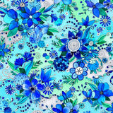 Bikini Martini Master Floral Blue by Natalie Seaton for Oasis Fabrics Sold by the Half Yard