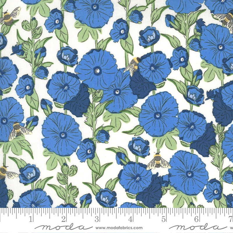 SALE! Break of Day Ivory Cornflower (Hollyocks Bees Floral) from Moda Fabrics Sold by the Half Yard