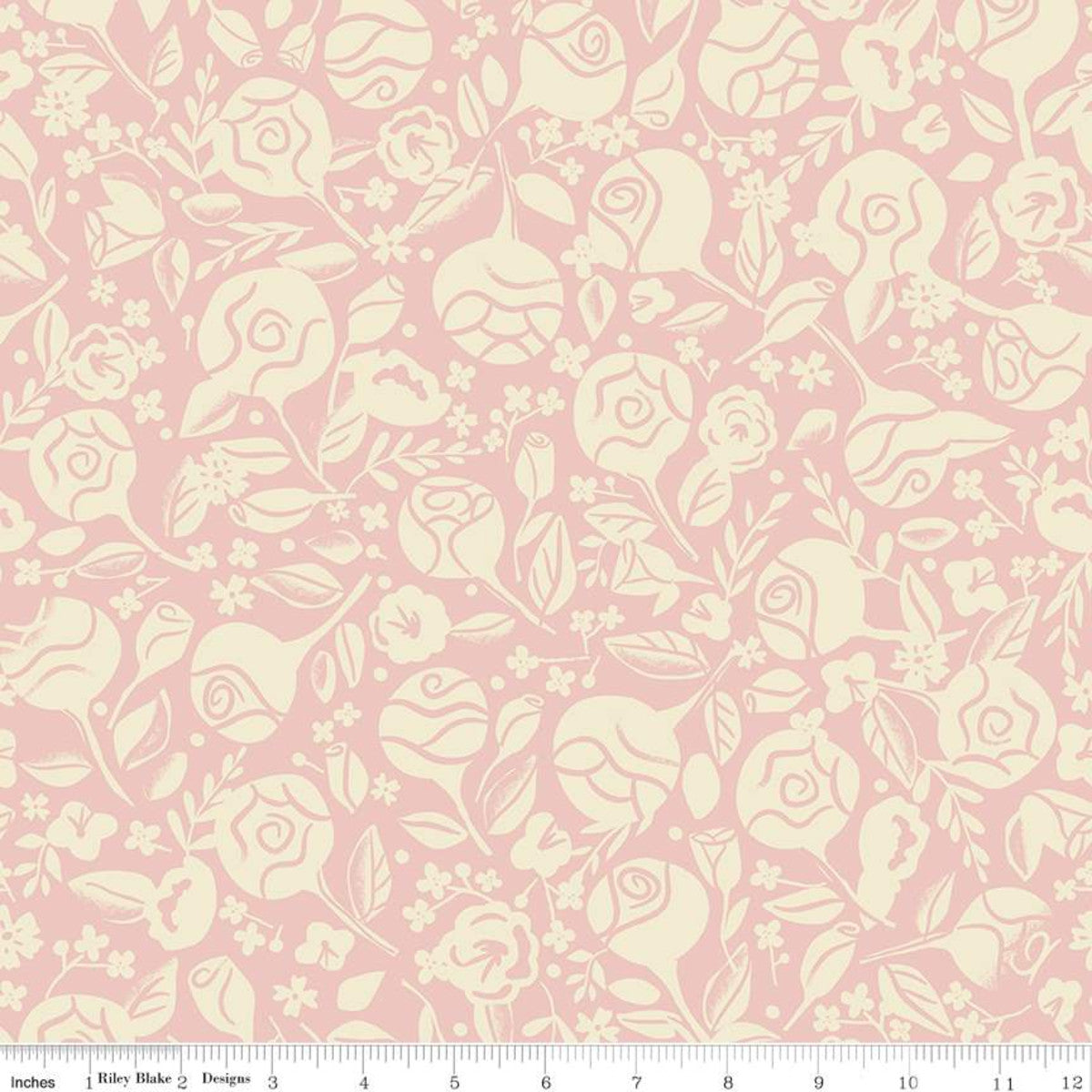 Beauty & the Beast Floral Pink from Riley Blake Sold by the Half Yard