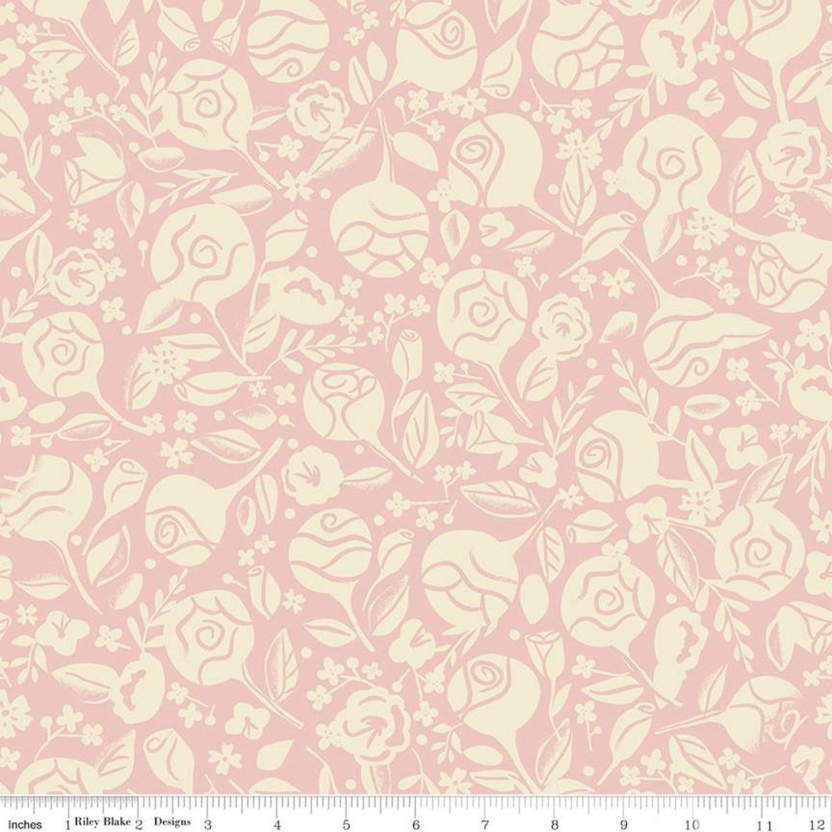 SALE! Beauty & the Beast Floral Pink from Riley Blake Sold by the Half Yard