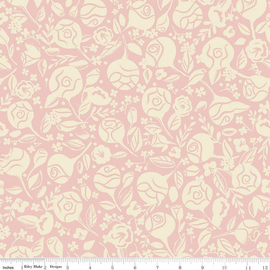 SALE! Beauty & the Beast Floral Pink from Riley Blake Sold by the Half Yard