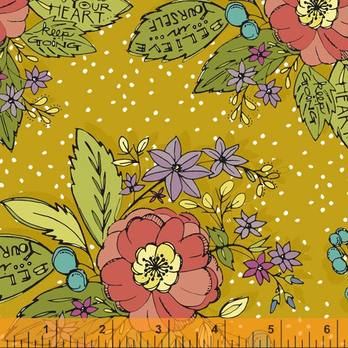 Grandma Sharon's Bouquet Golden from Windham Fabrics Sold by the Half Yard